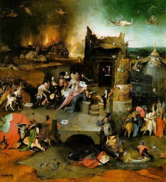 聖アントニウスの誘惑 道徳三連祭壇画の中央パネル ヒエロニムス・ボス Oil Paintings